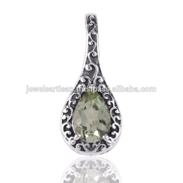 Green Amethyst 925 Solid Silver Pendant Jewelry